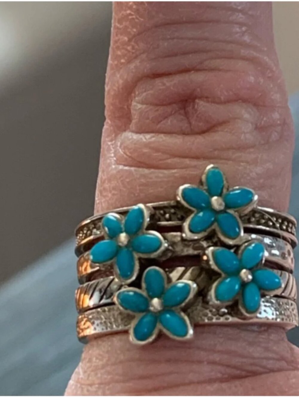 Sundance Catalog - Turquoise Bouquet Ring Set. Size 4. - Picture 2 of 3